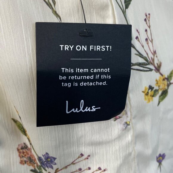 Lulus Women's Beige Summer Flower Print Slip Short Dress Sz L - New - Picture 6 of 10